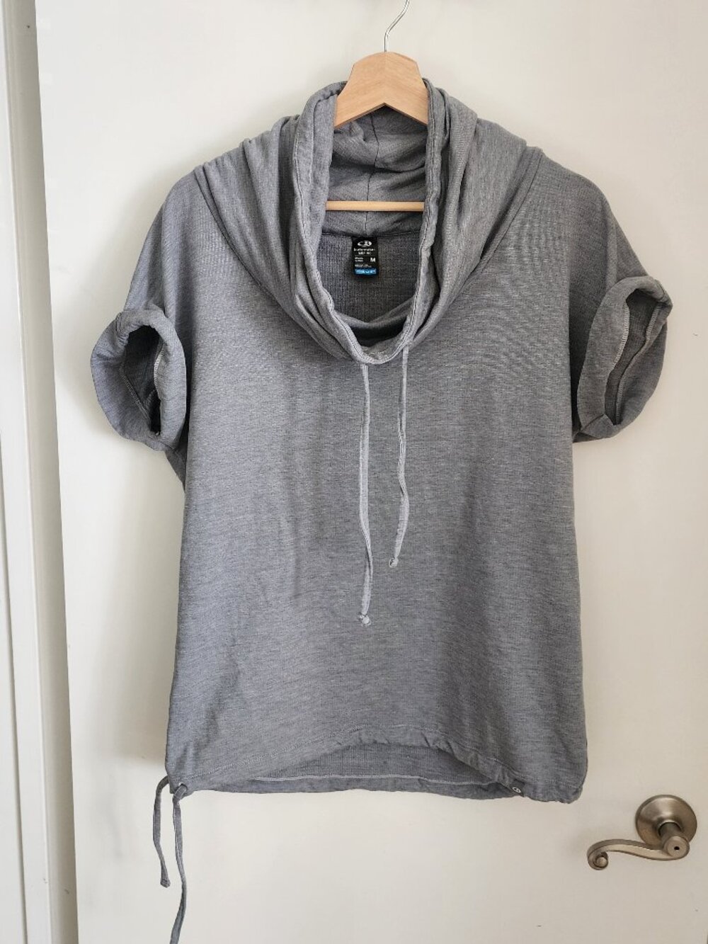 Icebreaker Cool Lite merino cowlneck wool drawstring top Medium Womens